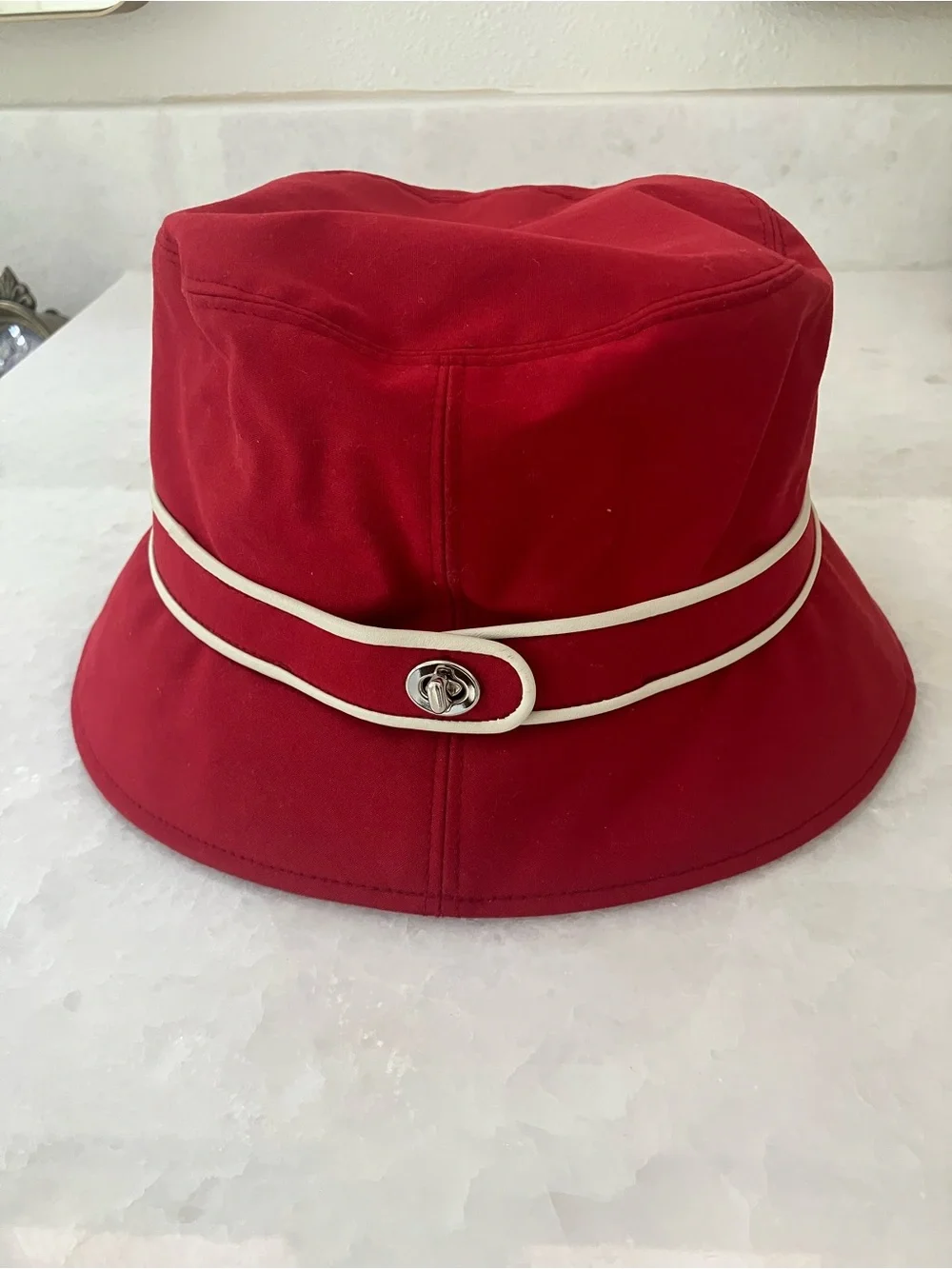 Coach Red Women's Bucket Hat with White Trim-vintage